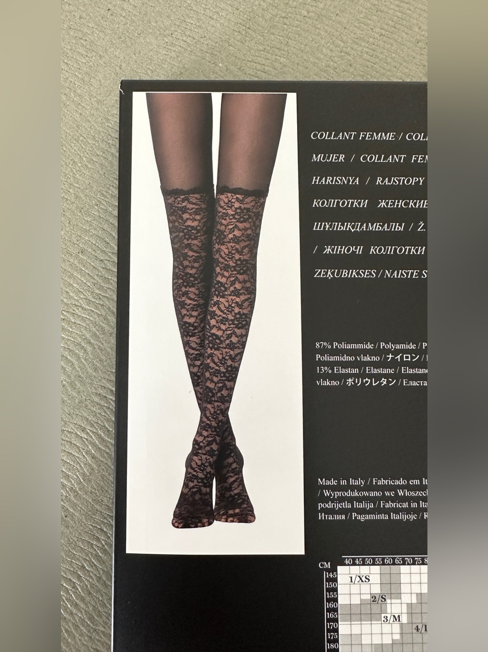 Calzedonia Lace Pattern Over-the-Knee Hosiery - Black Medium